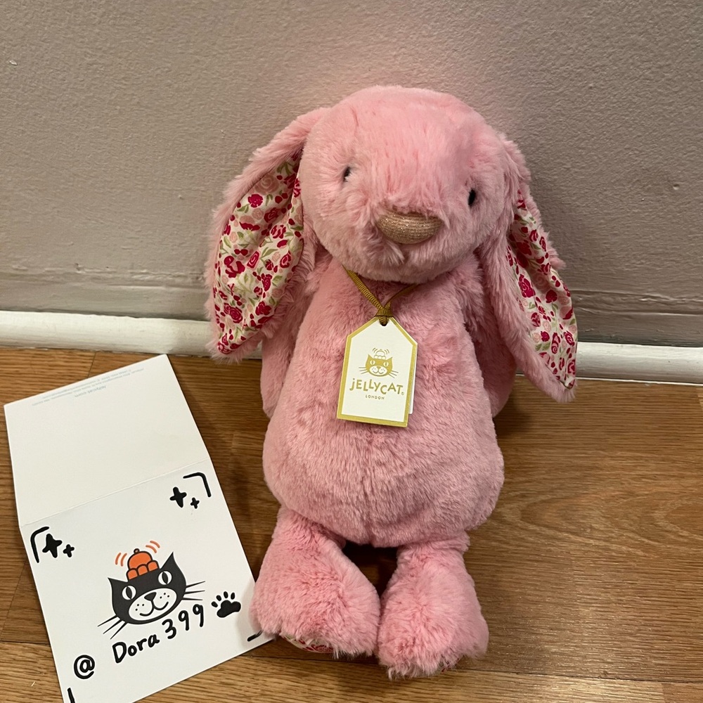 Jellycat Medium Blushkin Blossom Luxe Bunny – Authentic US shipping